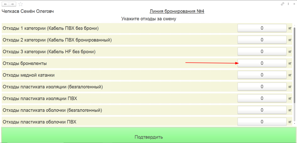 Список отходов